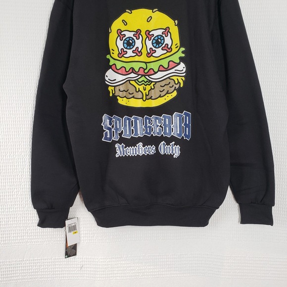 Members Only Spongebob Squarepants Hoodie Sweatshirt Mens Medium Black Oversized - Picture 12 of 16